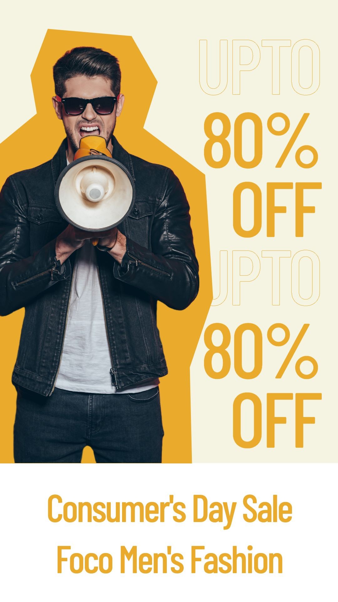 Yellow System Text Consumer's Day Men's Fashion Sale Promo Ecommerce Story预览效果