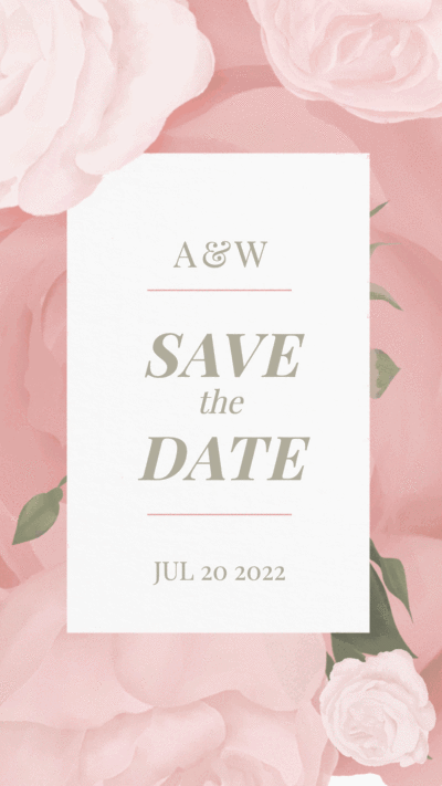 Literary Style Watercolor Flower Element Wedding Invitation Instagram Story Video