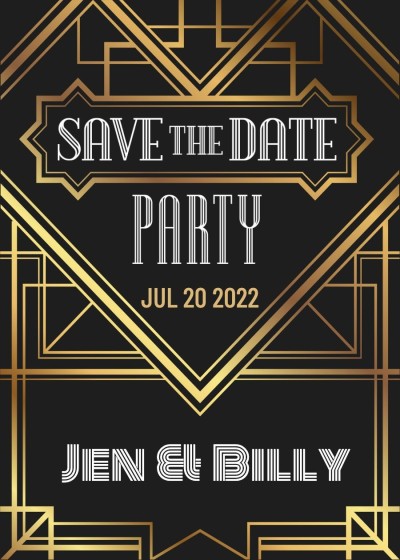 Luxury Style Gold Line Element Frame Save the date wedding Greeting card
