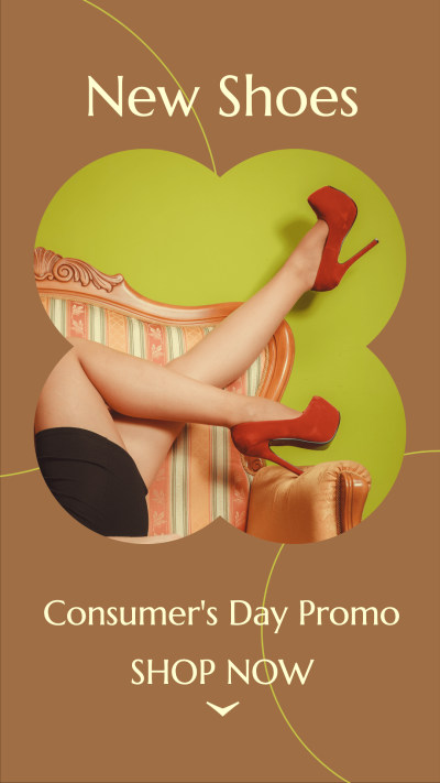 Consumer's Day Women's Shoes Sale Promo Red High Heels Display Ecommerce Story