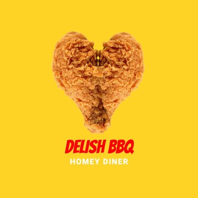 Pure Yellow Background Fried Chicken Fast Food Logo