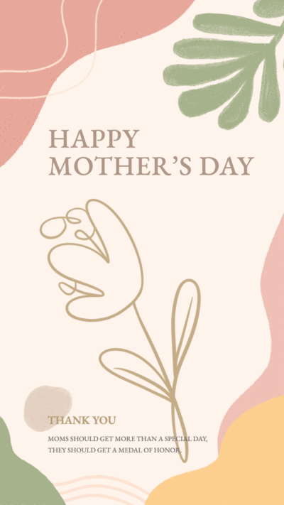 Literary Style Hand Painted Plants Mother's Day Greeting Text Instagram Story Video