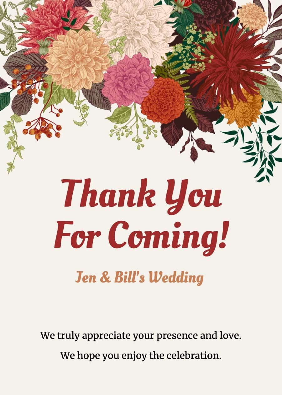 Thank you for coming Card
