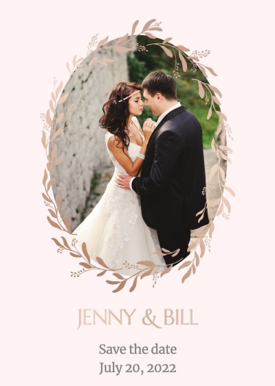 Simple Style Hand Painted Pink Leaf Element Save the date wedding Greeting card