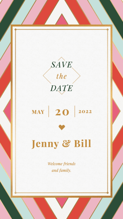 Retro Style Rectangle Element Weeding Invitation Instagram Story Video