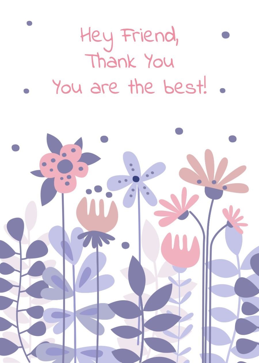 Simple Cute Style Hand Painted Plants Thank you Greeting Card