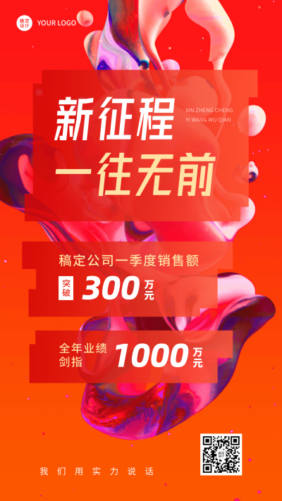 企业季度销售业绩喜报战报手机海报