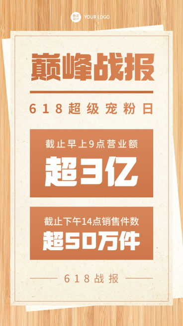 618年中大促企业销售业绩喜报战报预览效果
