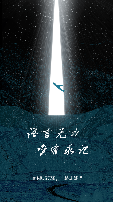 沉痛哀悼空难事件手机海报预览效果