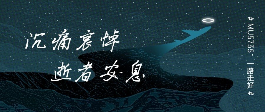 沉痛哀悼空难事件公众号首图预览效果