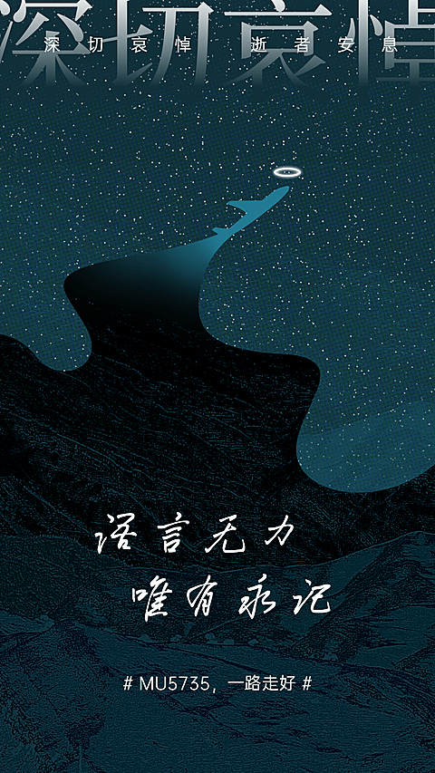 沉痛哀悼空难事件手机海报