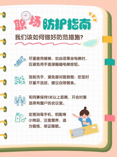 可爱创意手绘风防疫职场防护攻略指南小红书封面配图