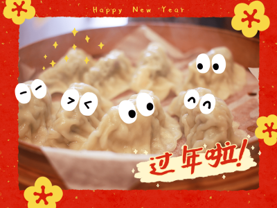春节晒图春节祝福新年祝福新年晒美食年夜饭饺子过年啦plog模板