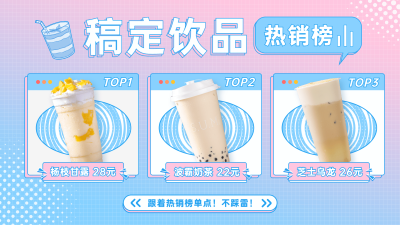 饮品奶茶热销排行饮品推荐简约横屏动图