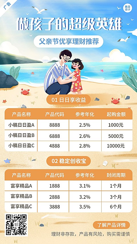 父亲节金融保险证券投资理财产品营销手机海报
