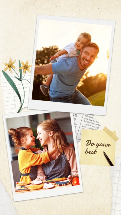 Literary Retro Style Paper Element Family Moment Record Instagram Story