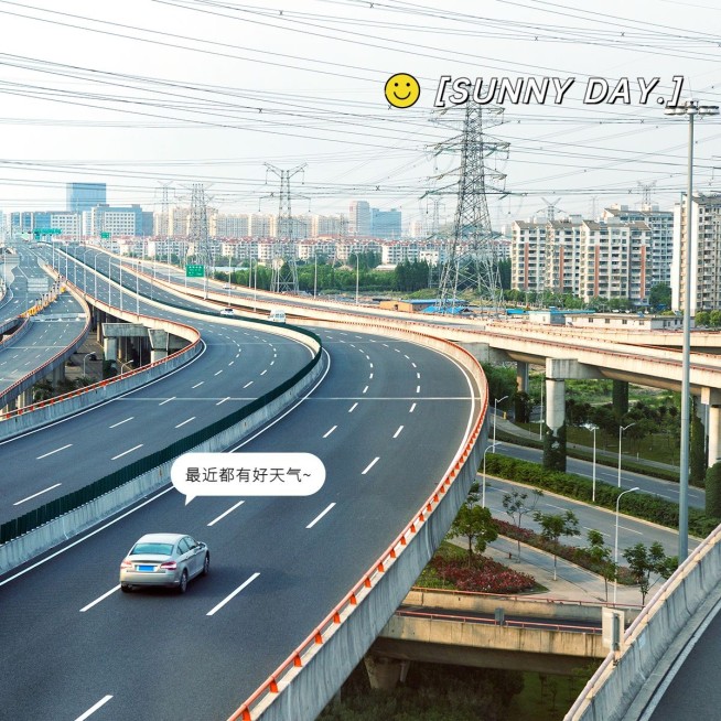 天气晴天词卡生活分享简约风plog模板预览效果