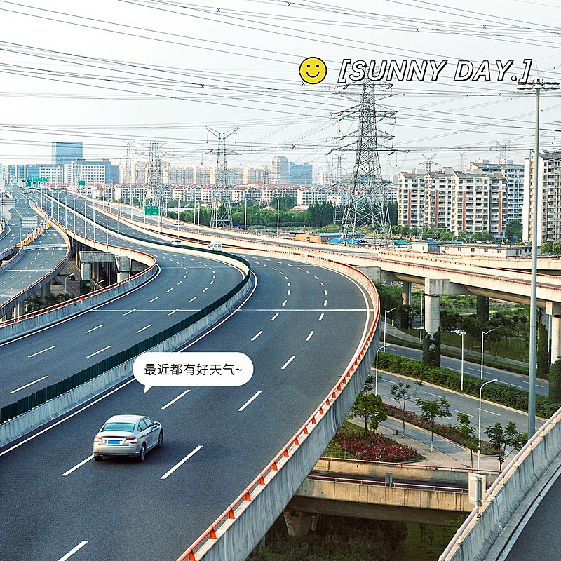 天气晴天词卡生活分享简约风plog模板