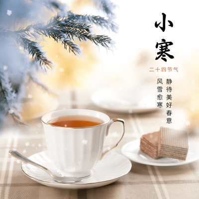 小寒节气祝福实景合成方形海报