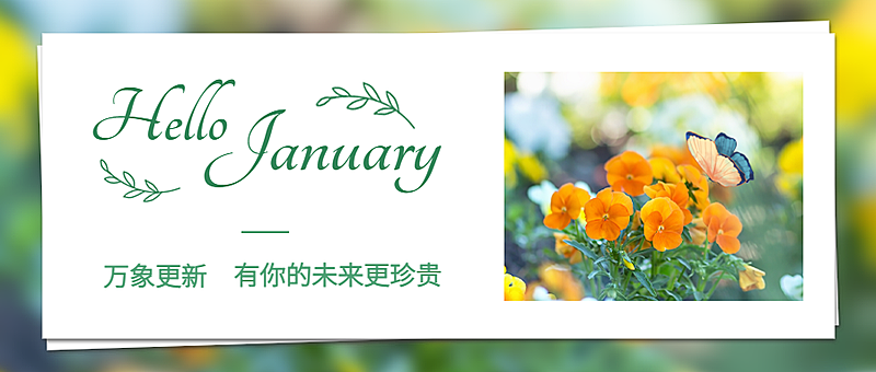 通用1月你好祝福清新公众号首图
