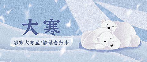 大寒节气可爱雪花插画公众号首图