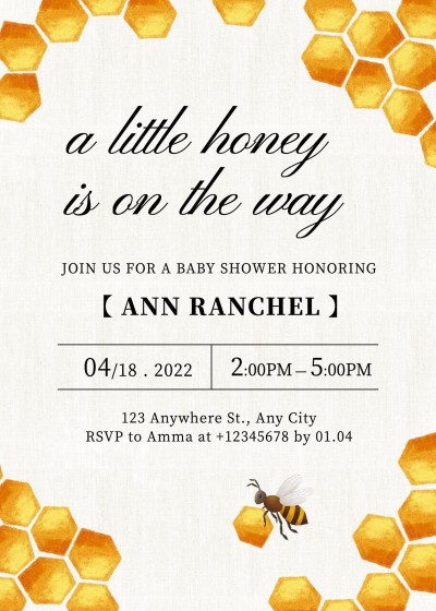 Simple Hand Painted Hive Pattern Baby shower invitation Letter
