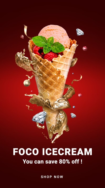 Ice Cream Consumer Packaged Food Snacks Groceries Discount Sale Promo Ecommerce Story