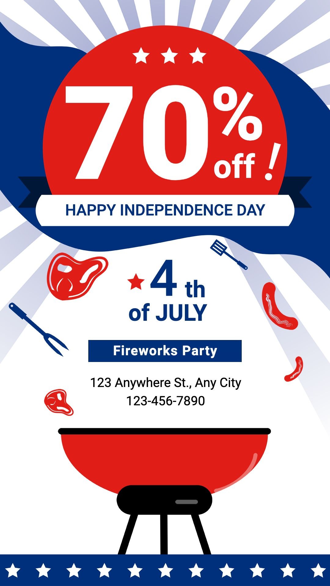 Independence Day Fourth Of July Restaurant Food Discount Promotion Ecommerce Story