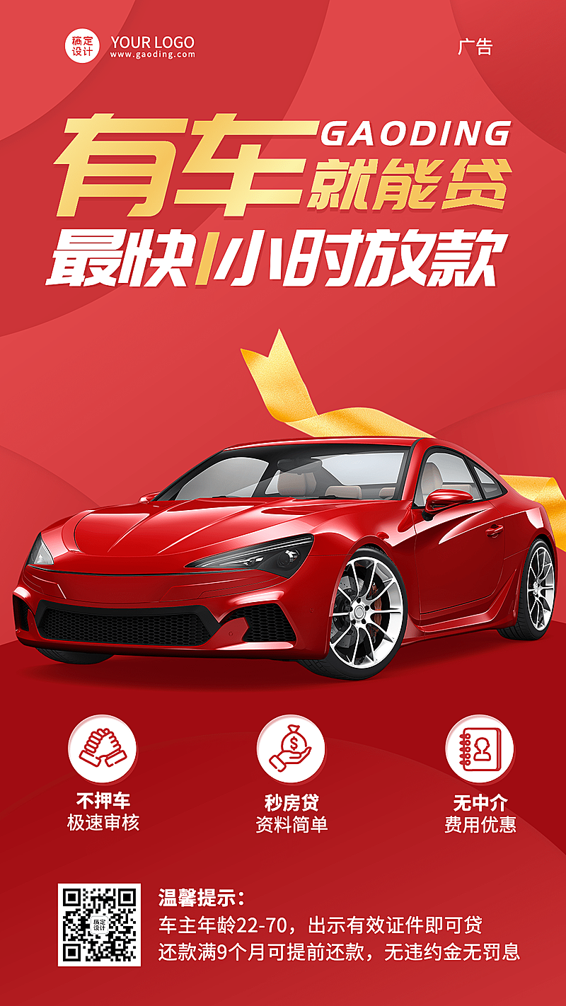 金融保险汽车贷款宣传产品营销手机海报