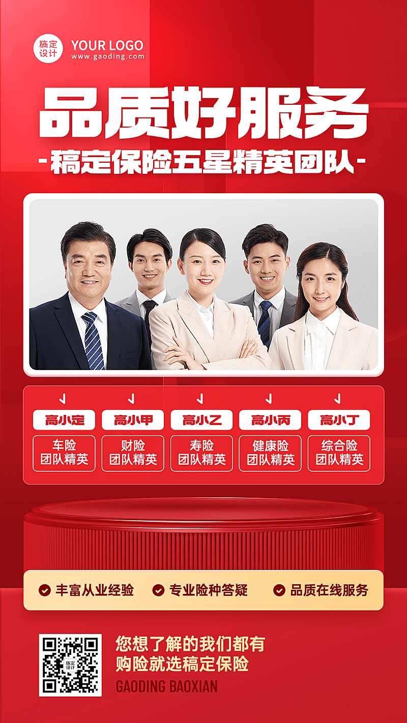 金融保险团队形象包装宣传手机海报