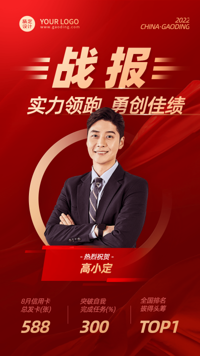 金融保险销售表彰喜报贺报红金风人物海报