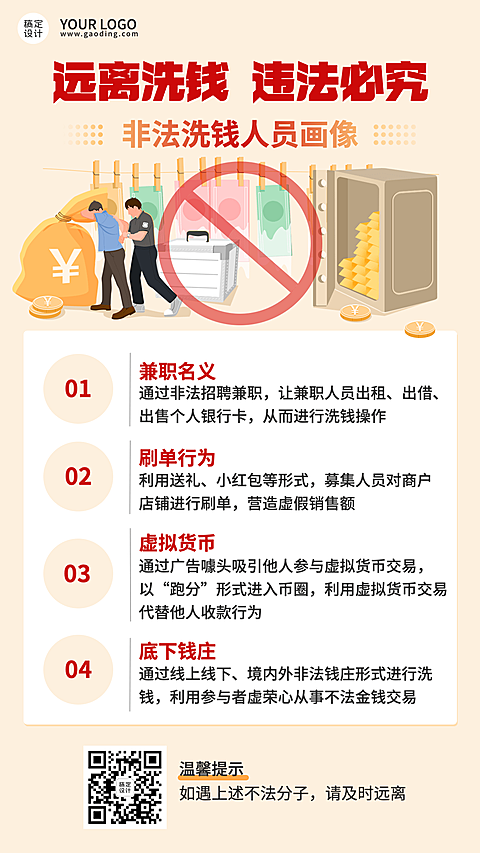 金融保险远离洗钱宣传推广海报