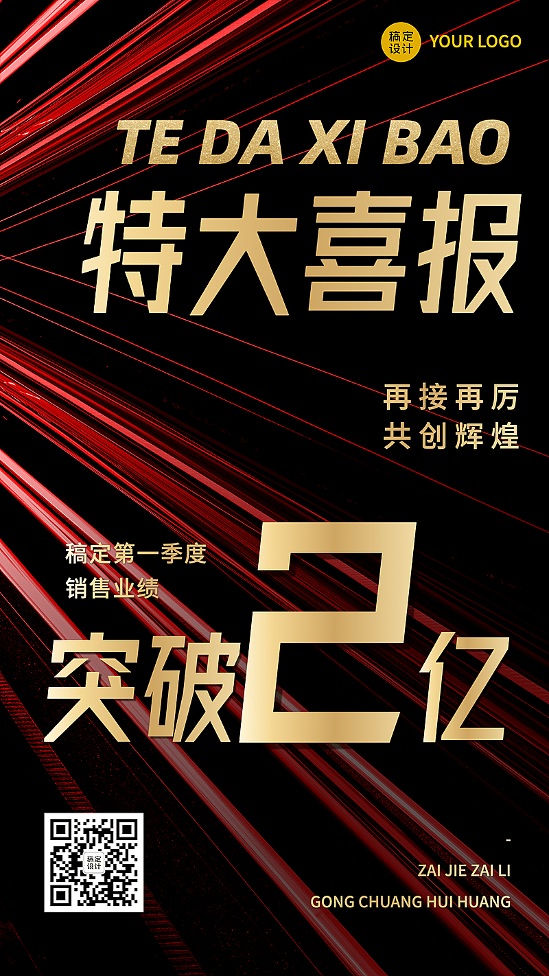 销售业绩表彰特大喜报贺报手机海报