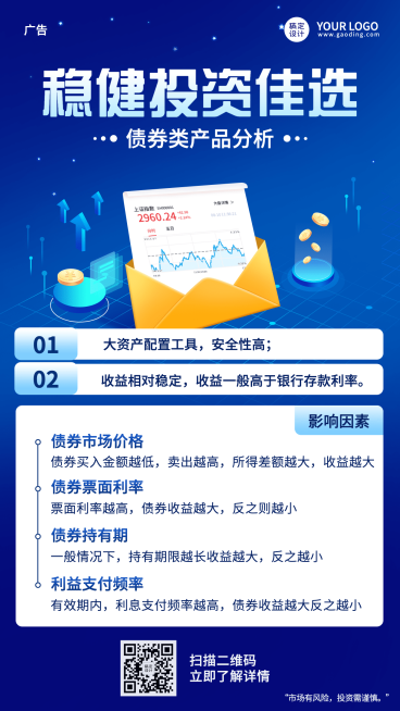 金融保险债券投资产品推荐科技风海报预览效果