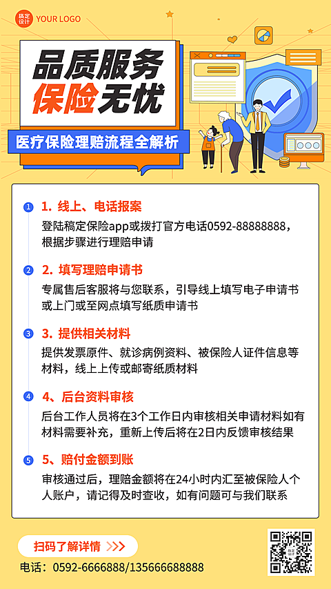金融保险知识科普与攻略插画海报