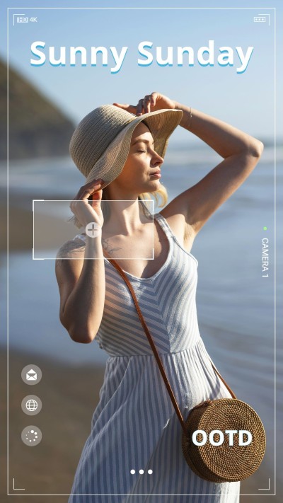 Simple Interface Simulation Seaside Scene Girl Instagram story