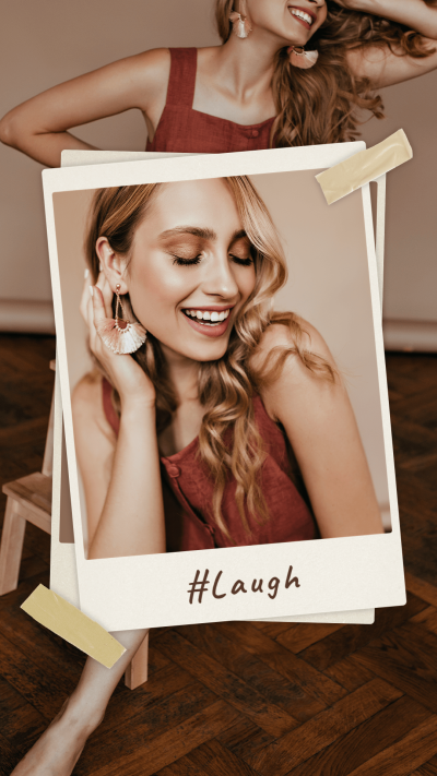 Simple Polaroid style Laugh Woman Instagram story