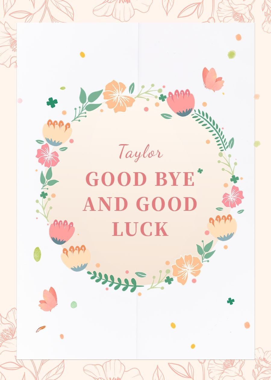 Simple Fresh Hand Painted Plants Circle Frame Good Luck Card