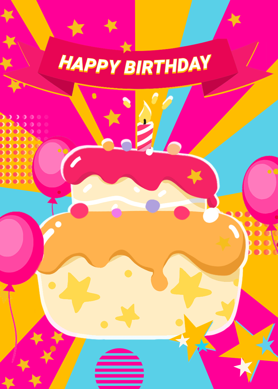 Cute Cartoon Cake Pattern Birthday Greeting Card