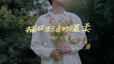 唯美实景大字vlog混剪横版视频封面