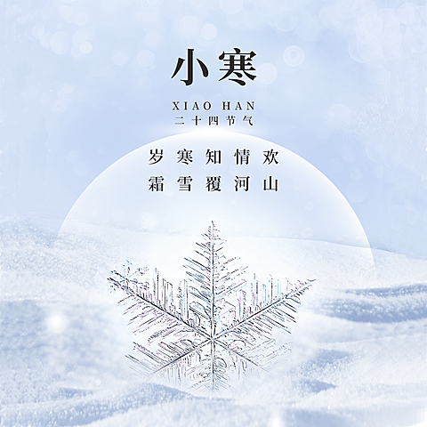 小寒节气冬日冰霜方形海报
