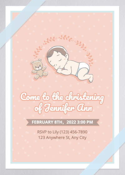 Silk Ribbon Element Baby shower invitation letter