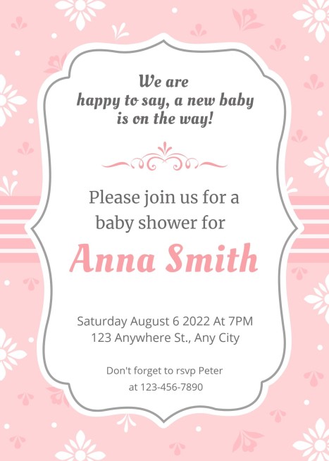 Fresh Hand Painted Flowers Decorate Baby shower invitation letter预览效果