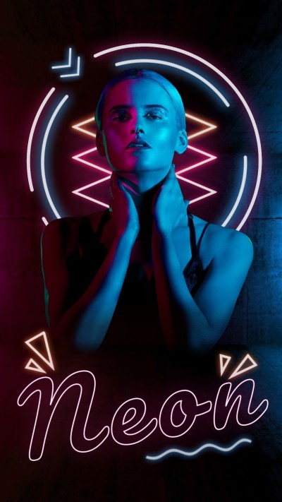 Neon style Line Element Woman Personal Image Display Instagram Story