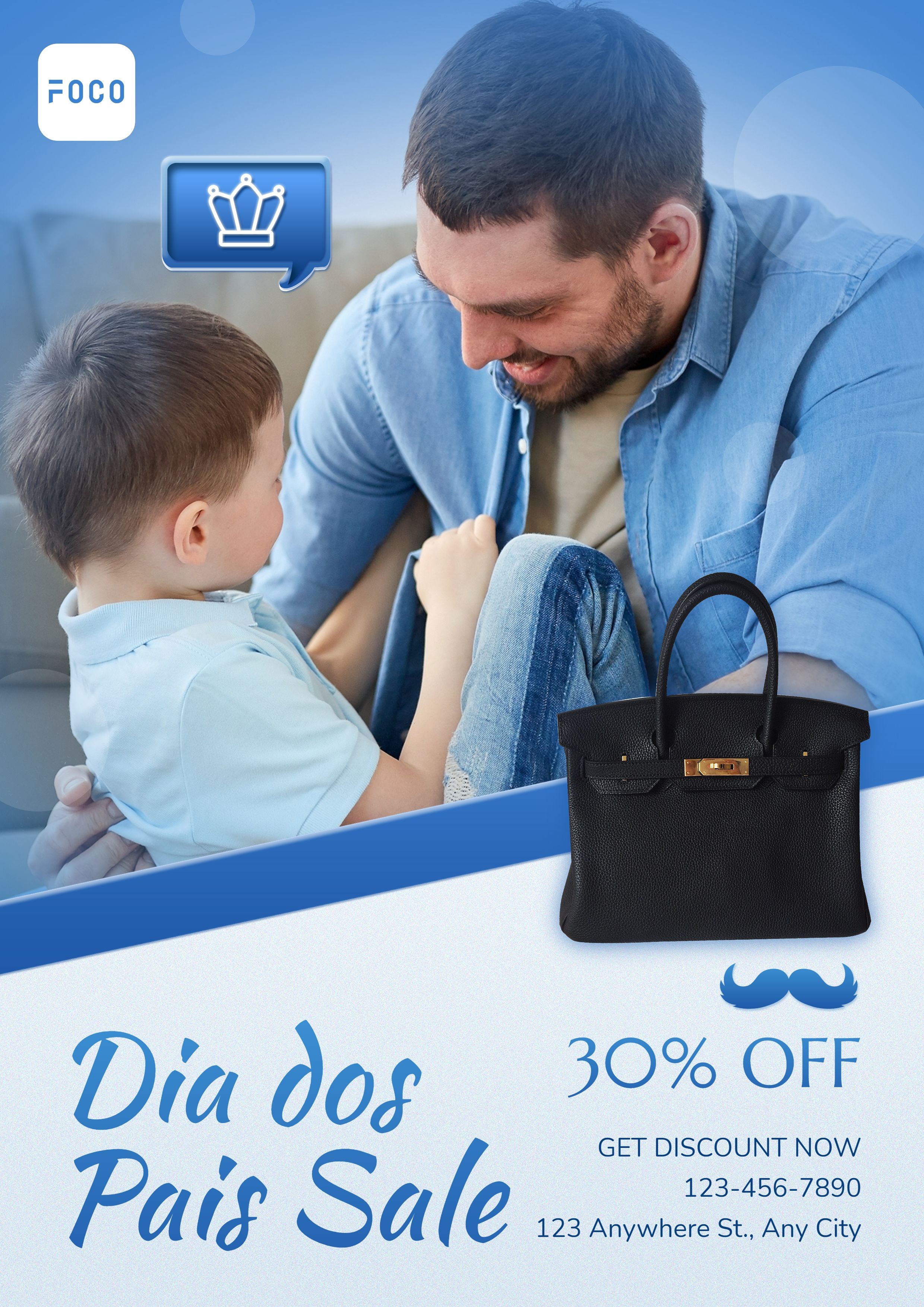 Brazil Father's Day Dia dos Pais Men's Bag Sale Advertising Poster