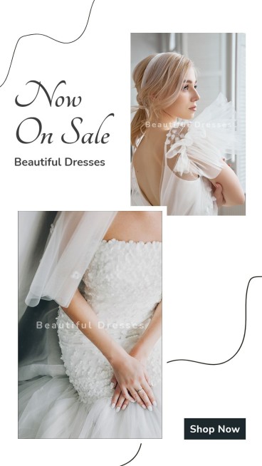 Simple Fashion Black Line Element Women's Dresses Display Sale Ecommerce Story预览效果