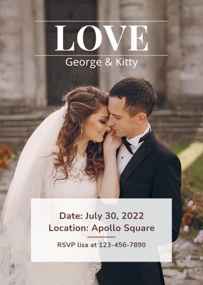 Simple White Rectangle Frame Couple Wedding invitation letter