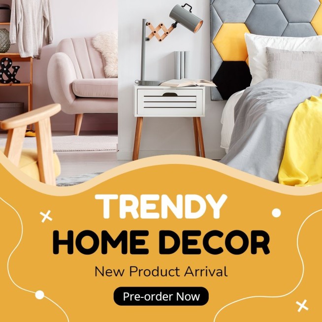 Yellow Color Block Home Decoration New Arrival Promo Ecommerce Product Image预览效果