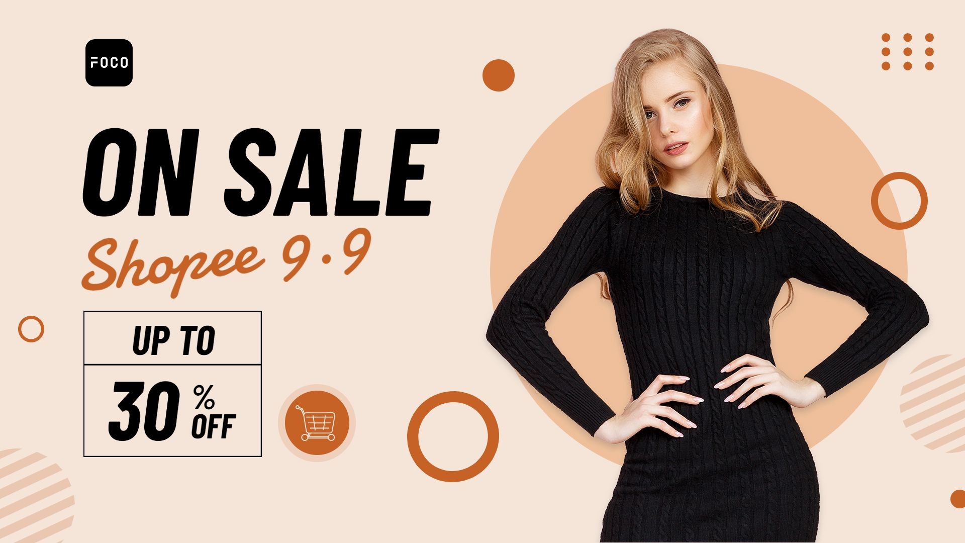 Shopee 9.9 Women's Wear Clothing Fashion Sale Discount Promo Ecommerce Banner预览效果