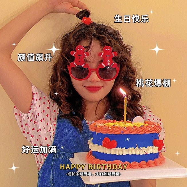生日社交分享生日晒照可爱风plog模板预览效果